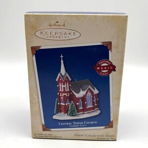 Hallmark Keepsake Ornament Central Tower Church Magic Light 2005 Candle Services